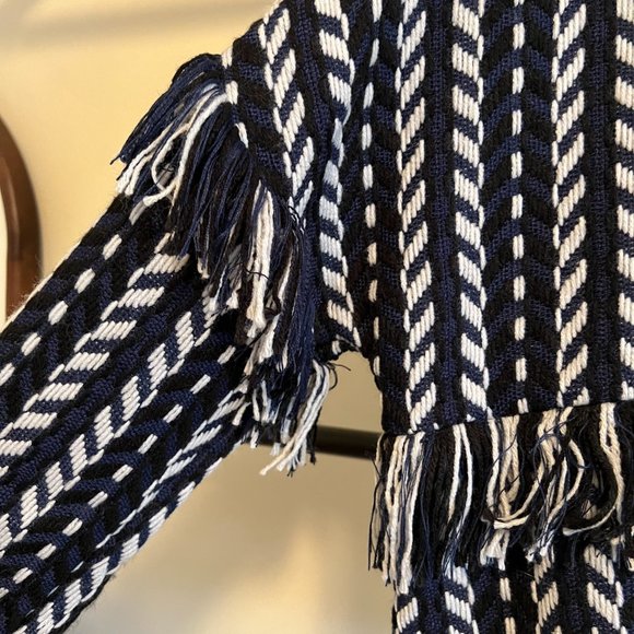 Cupcakes & Cashmere Kirsty Longline Tweed Fringe Ink Bomber Jacket XS - Picture 11 of 11